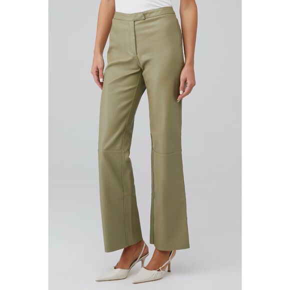 Sovere Influence Faux Leather Mid-Rise Boot Leg Pants in Green Tea Size Small - Picture 3 of 14